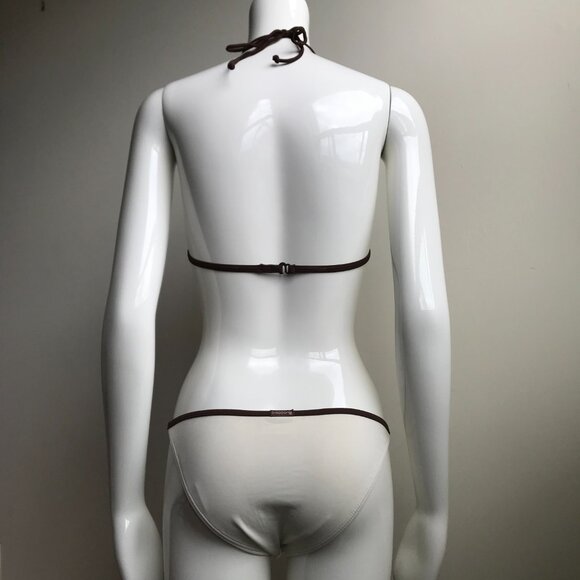 Billabong BLUE CRUSH era Vintage bikini cream & blue floral triangle set RARE - Picture 5 of 7